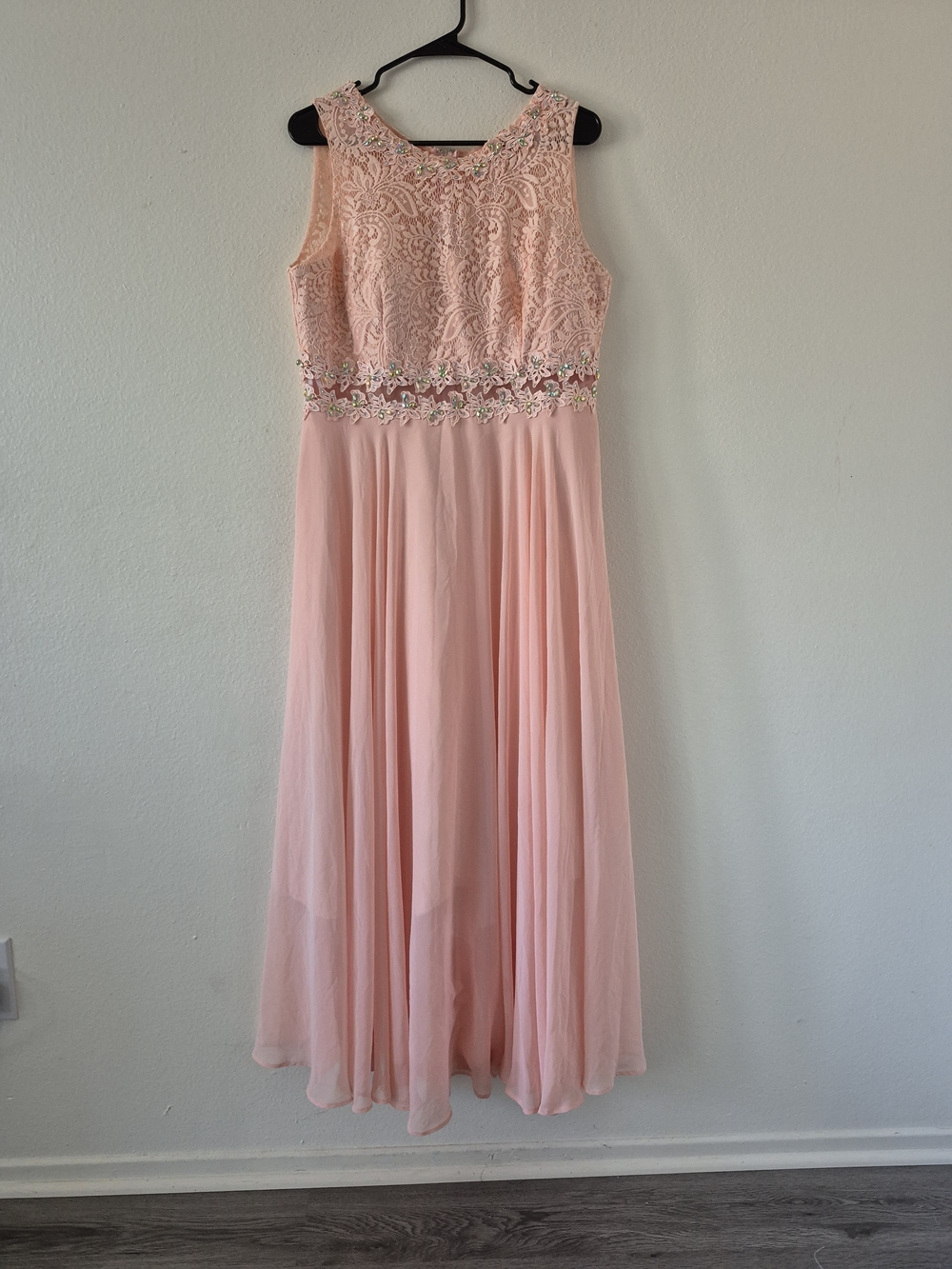 Women's Cindy U.S.A Pink Lace Bodice Chiffon Dress